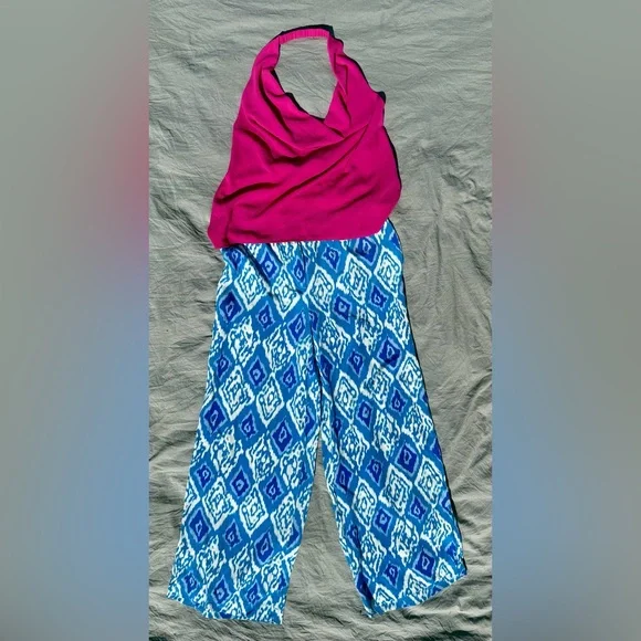 DORA LANDA Silk Ikat Print Wide Leg Trousers - Picture 13 of 16